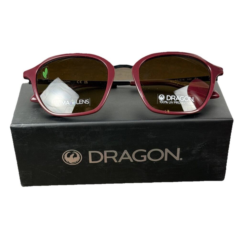 Dragon Fallon Sunglasses - Shiny Oxblood Frame w/ Lumalens Brown - NEW IN BOX